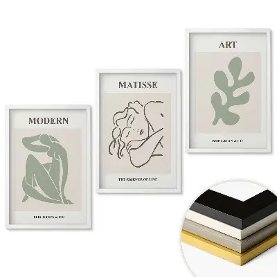 Set 3 tablouri living Grafică elegantă inspirată de arta modernă