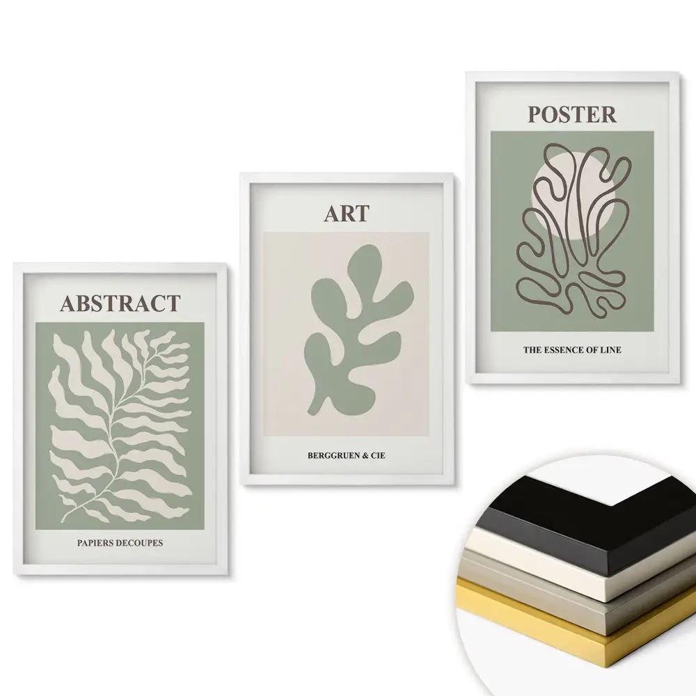 Set 3 tablouri pentru living cu grafică modernă și forme abstracte