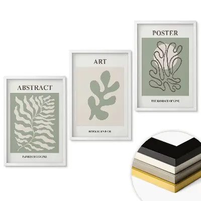 Set 3 tablouri living Grafică modernă cu forme abstracte