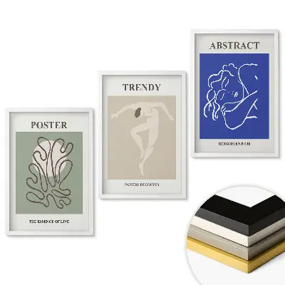 Set de 3 tablouri pentru living cu grafică interioară modernă