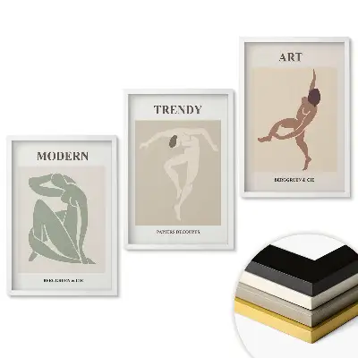 Set de tablouri pentru living cu grafică elegantă în stil modern