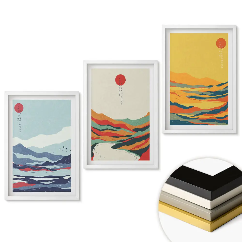 Set 3 tablouri living Culorile naturii într-un stil minimalist