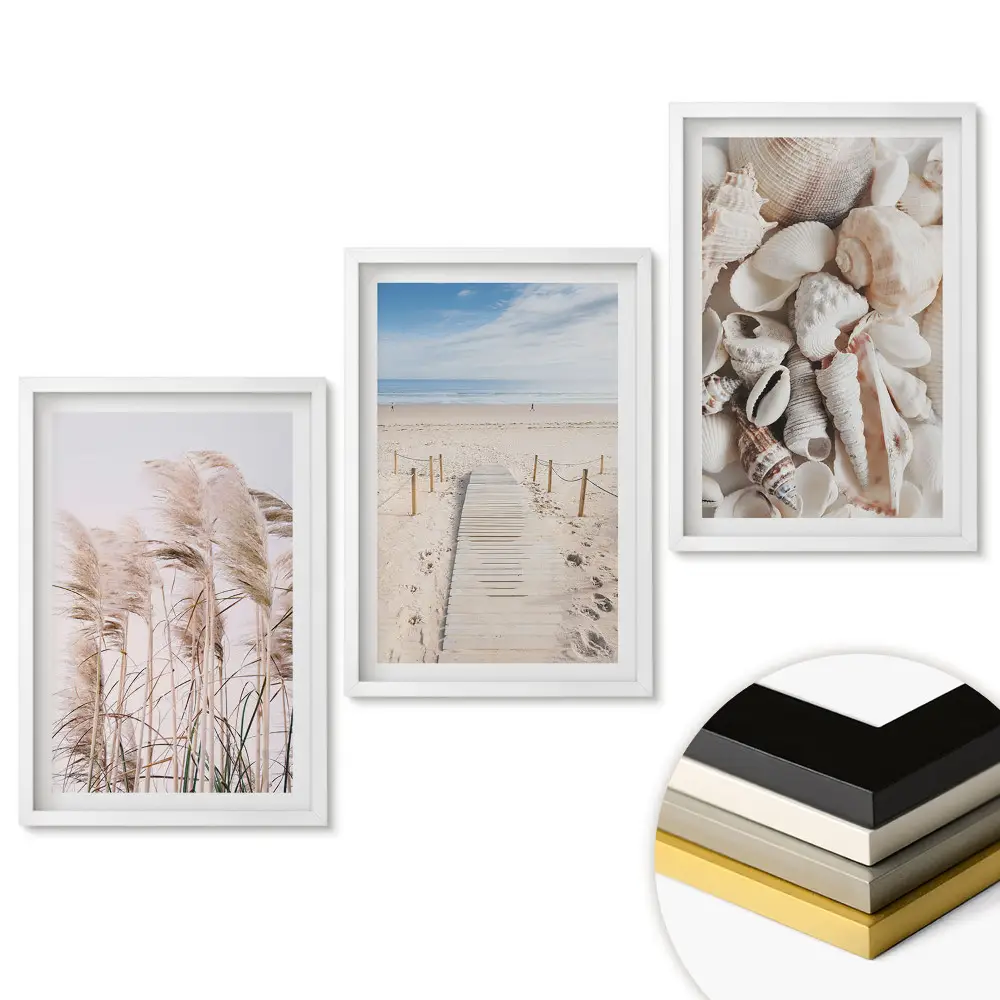 Set 3 tablouri living Amintiri de vară la malul mării