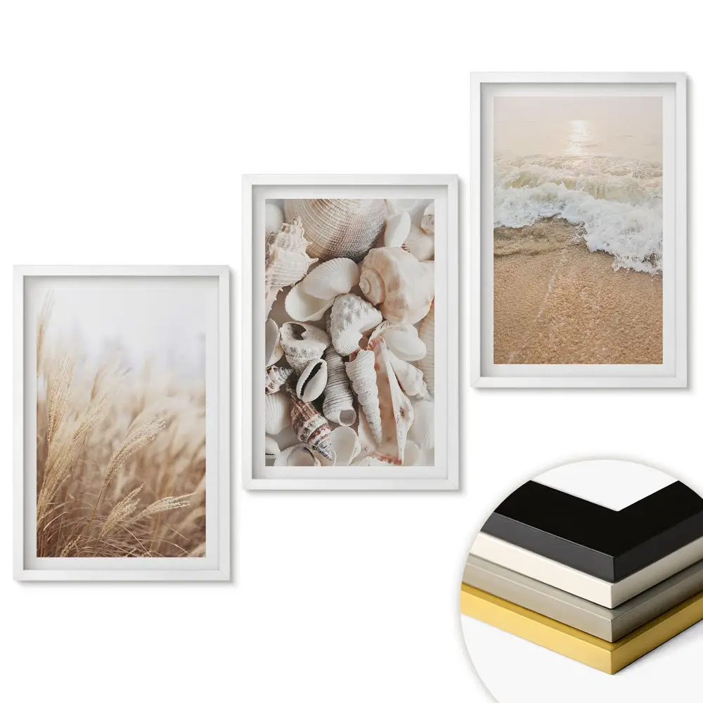 Set 3 tablouri pentru living cu peisaj de coastă