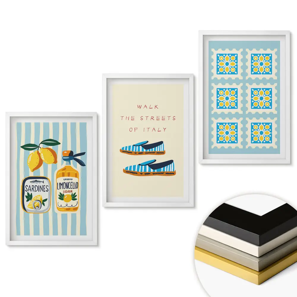Set de 3 tablouri pentru living Arome și stil de viață italian
