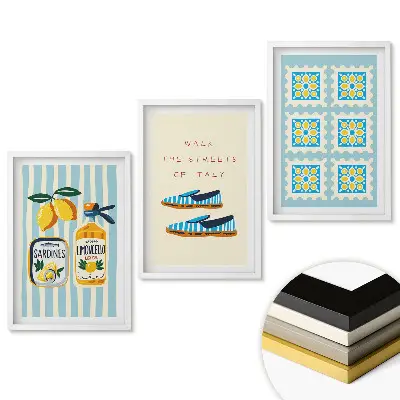 Set 3 tablouri living Arome și stil de viață italian