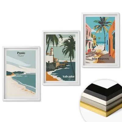 Set tablouri living Locuri tropicale cu stil retro