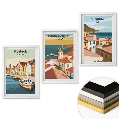 Set 3 tablouri living Călătorind prin orașe europene pitorești