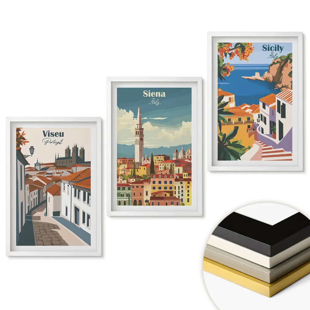 Set tablouri living Peisaje italiene: Viseu, Siena, Sicilia
