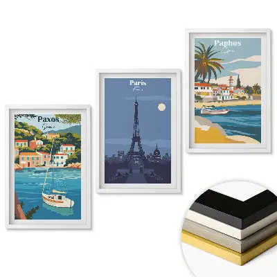 Set de 3 tablouri pentru living Amintiri de vară din Europa