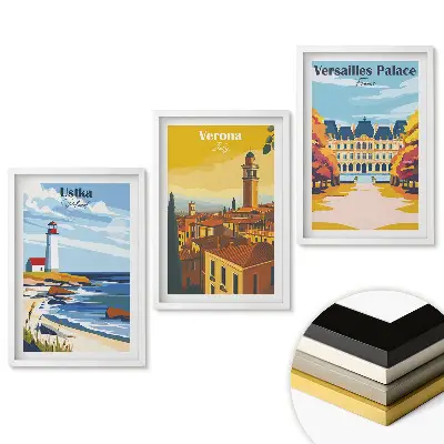 Set tablouri pentru living Locuri magice ale Europei în ilustrații