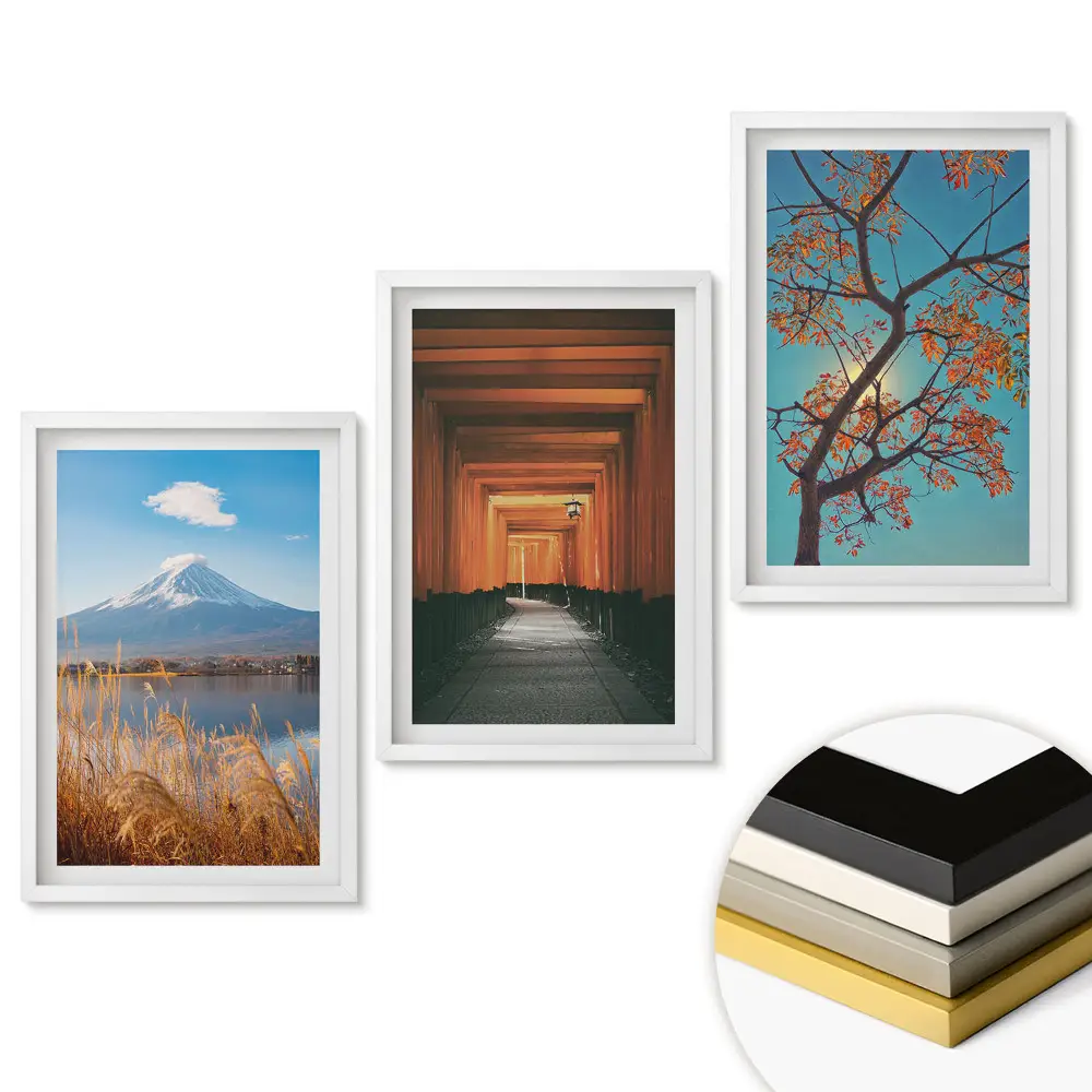 Set de trei tablouri pentru living cu tematică Natura în versiuni diferite