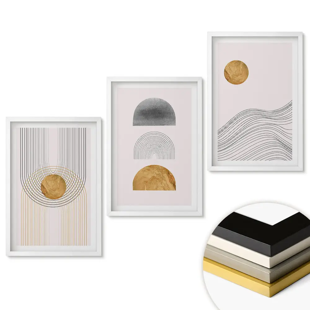 Set de tablouri pentru living cu compoziții abstracte și forme geometrice