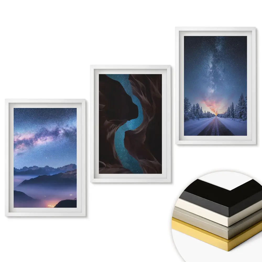 Set 3 tablouri pentru living cu peisaje cosmice și canioane misterioase
