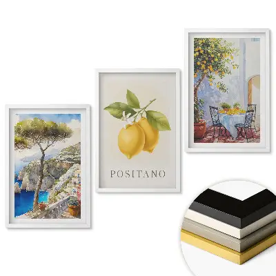 Set tablouri living Peisaje italiene cu citrice în fundal