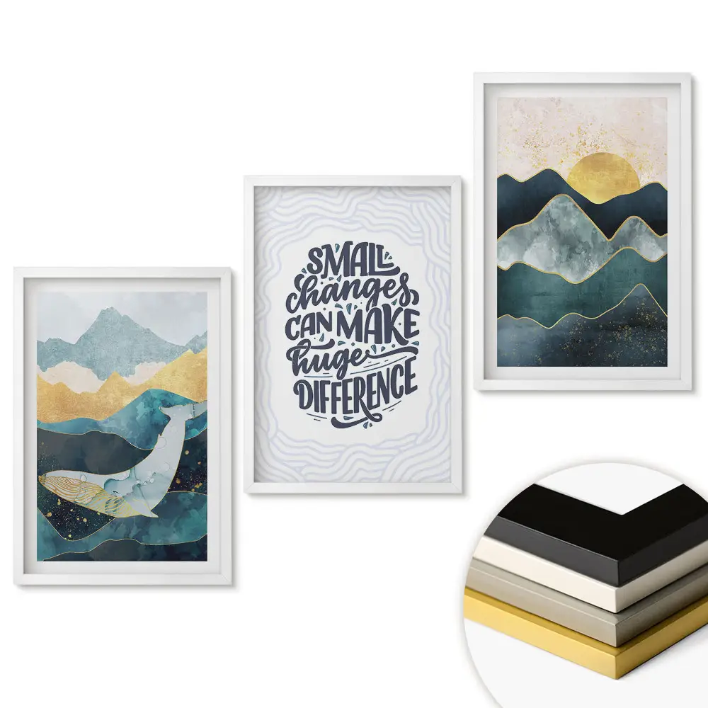 Set 3 tablouri pentru living Schimbări mici, diferențe mari în natură