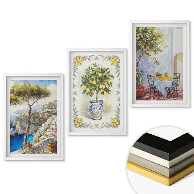 Set tablouri living Peisaje italiene și accente florale