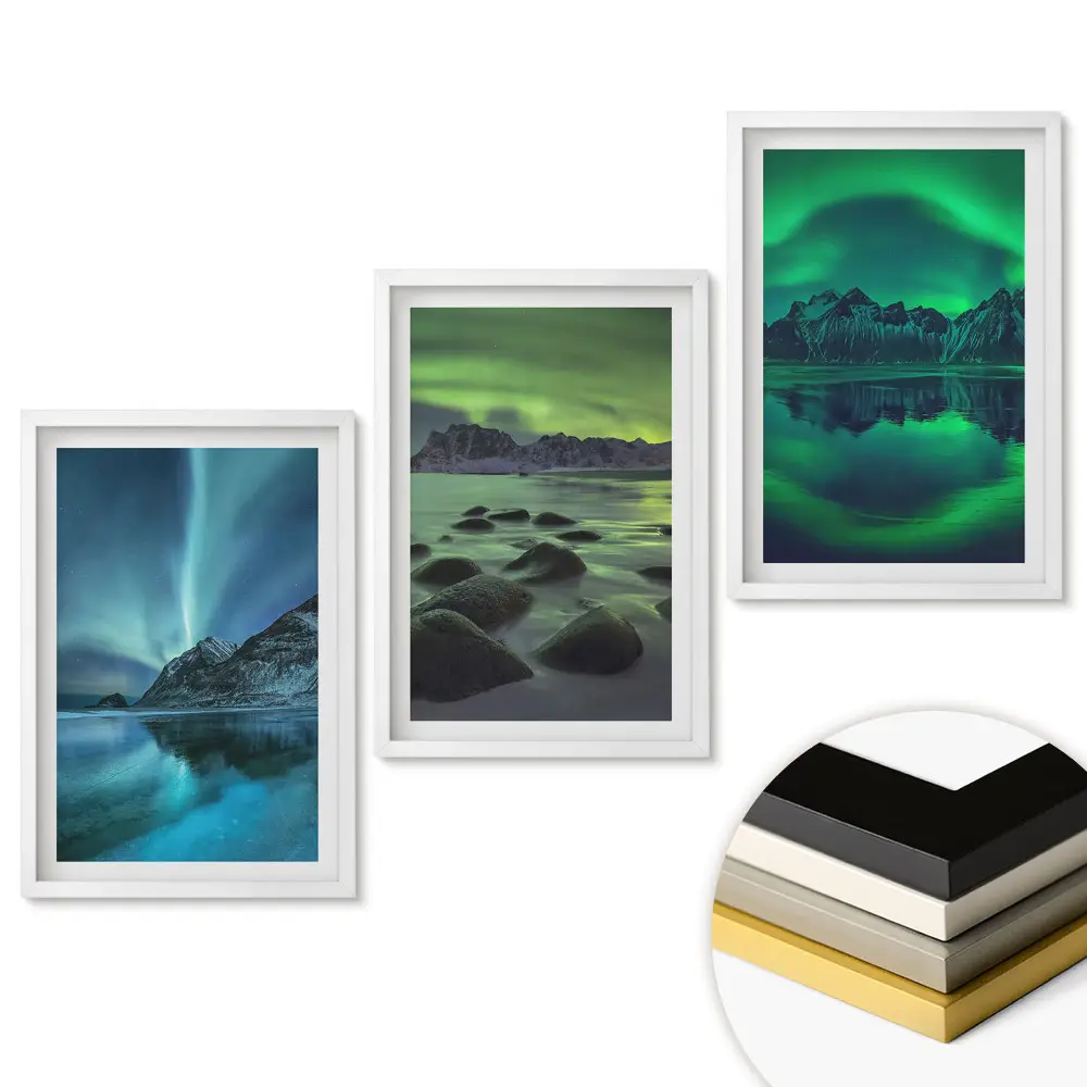Set 3 tablouri living Imagini onirice ale peisajelor nordice