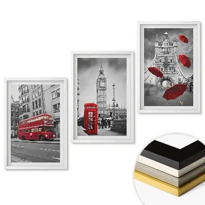 Set tablouri living Simboluri londoneze într-un cadru monocromatic