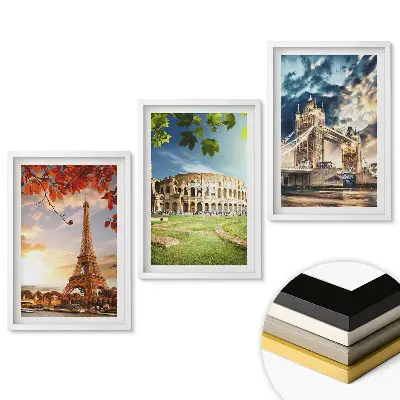 Set 3 tablouri living Monumente ale Europei în priveliști frumoase