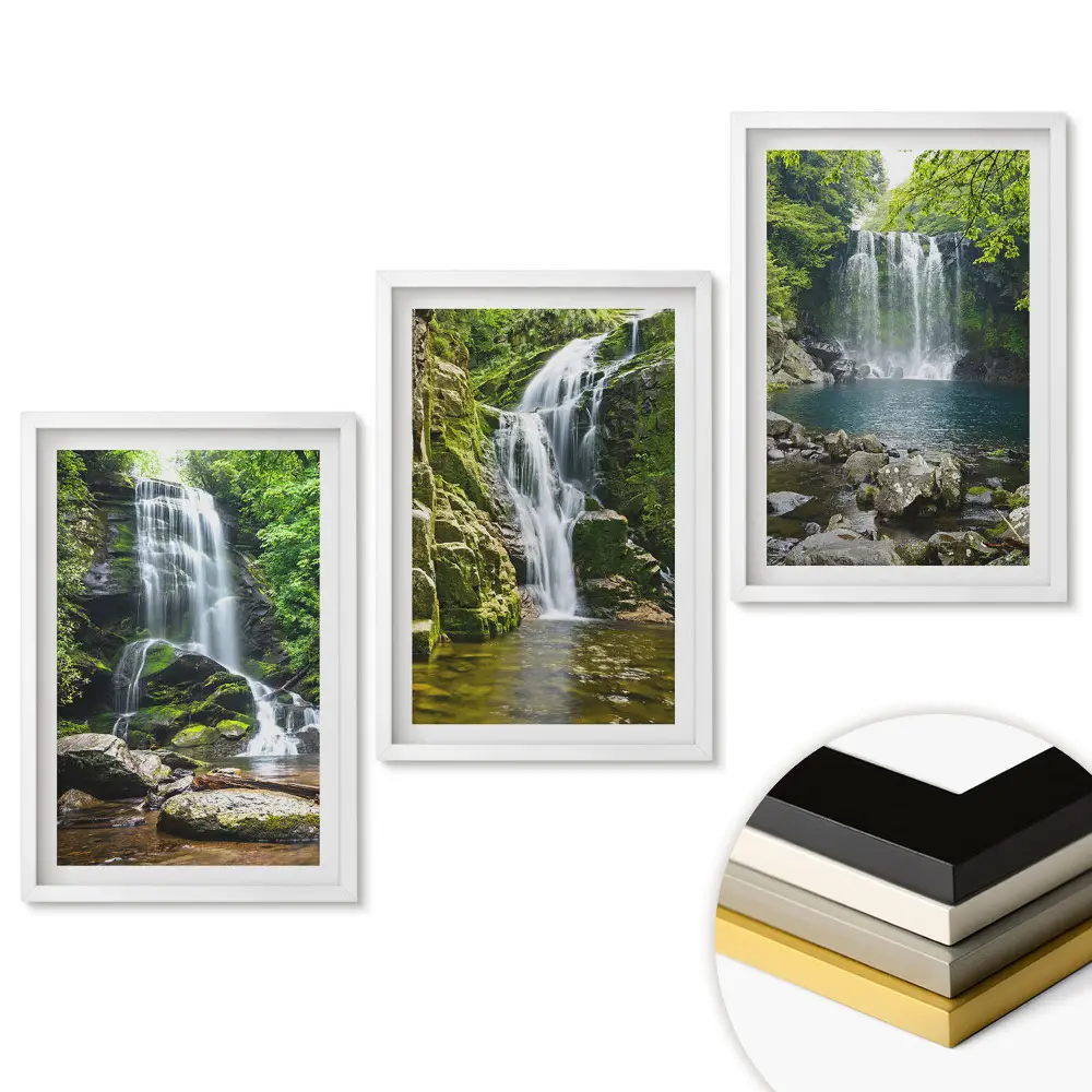 Set de tablouri pentru living cu peisaj natural Cascade