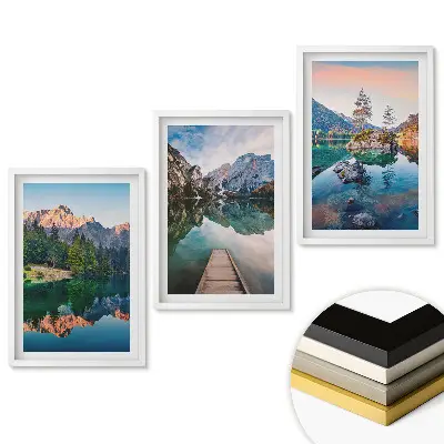 Set 3 tablouri pentru living cu peisaje pitorești de munte și apă