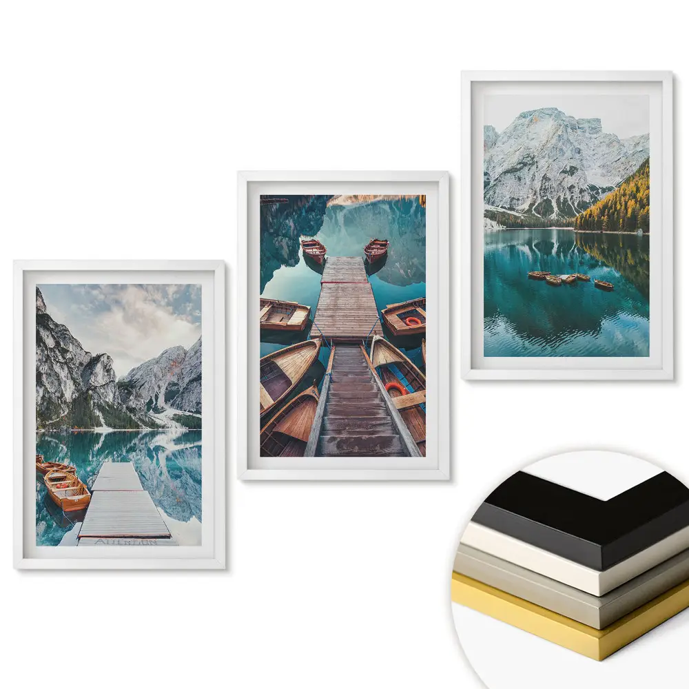 Set de 3 tablouri pentru living cu peisaje montane din Polonia