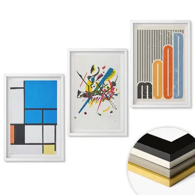 Set 3 tablouri living Compoziții abstracte de culori și forme