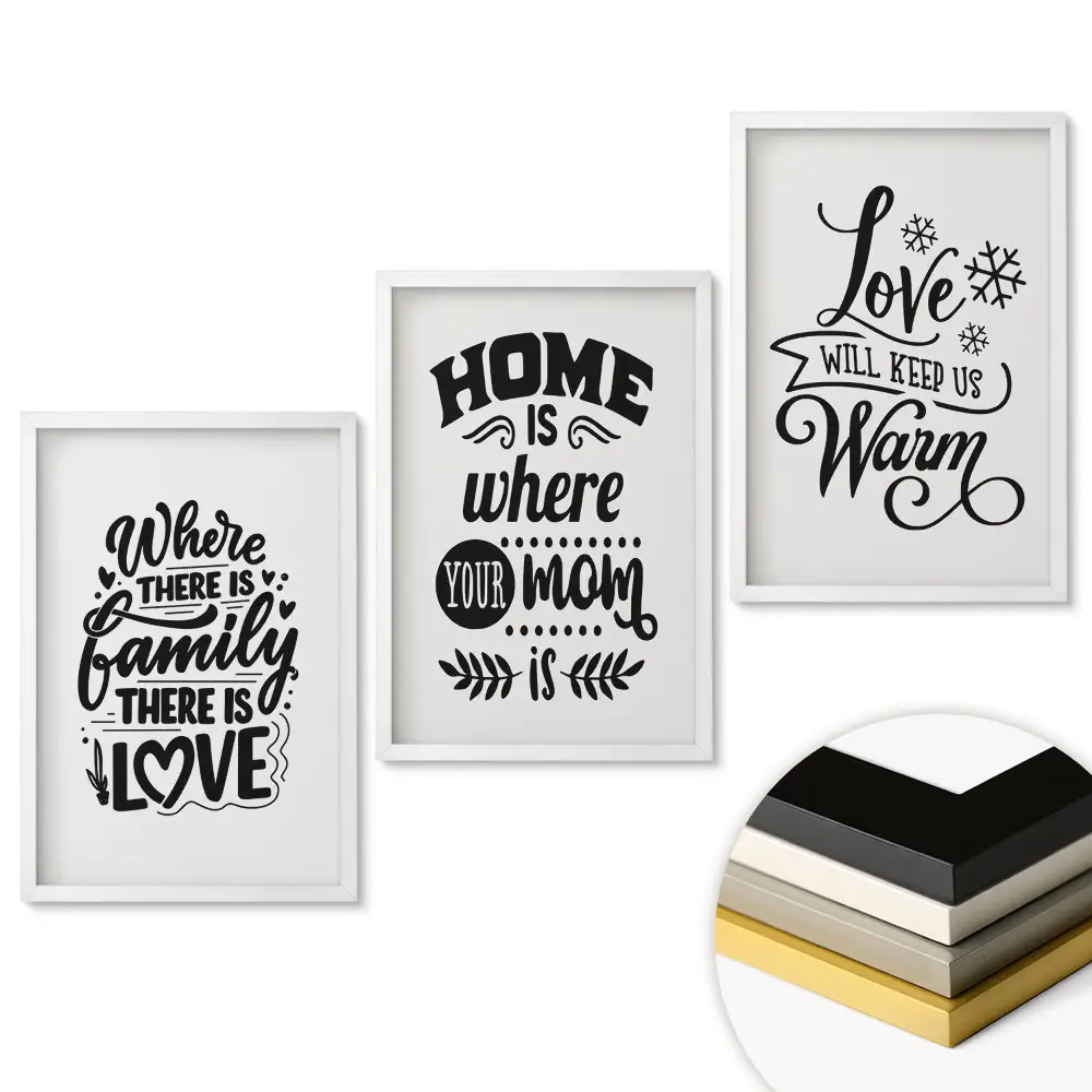 Set de 3 tablouri pentru living Căldură și dragoste acasă