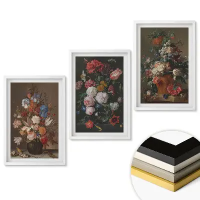 Set 3 tablouri living Compoziții florale în stil artistic