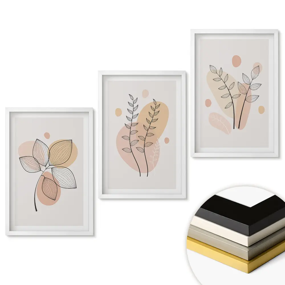 Set tablouri living Grafică elegantă cu motive vegetale
