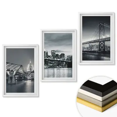 Set 3 tablouri living Poduri în alb și negru