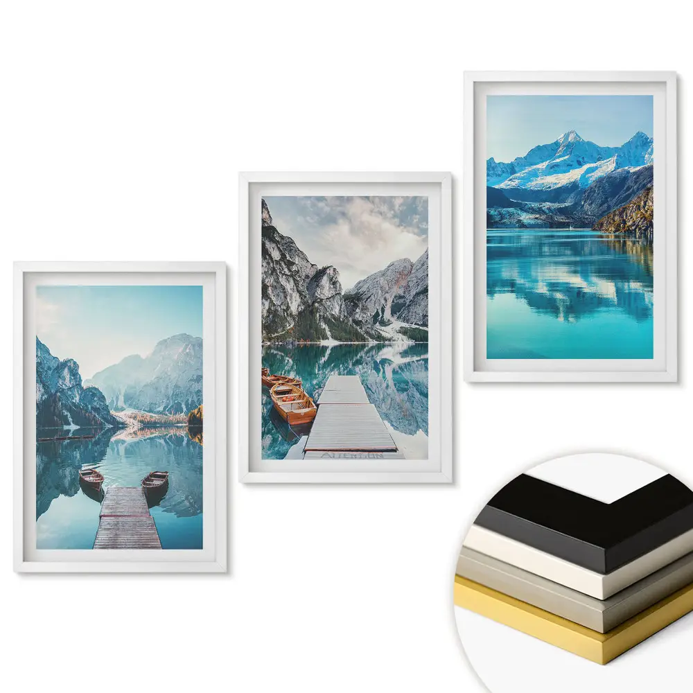Set de tablouri pentru living Lacuri pitorești și peisaje montane