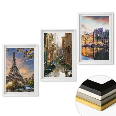 Set 3 tablouri living Monumente ale Europei în cadre pitorești