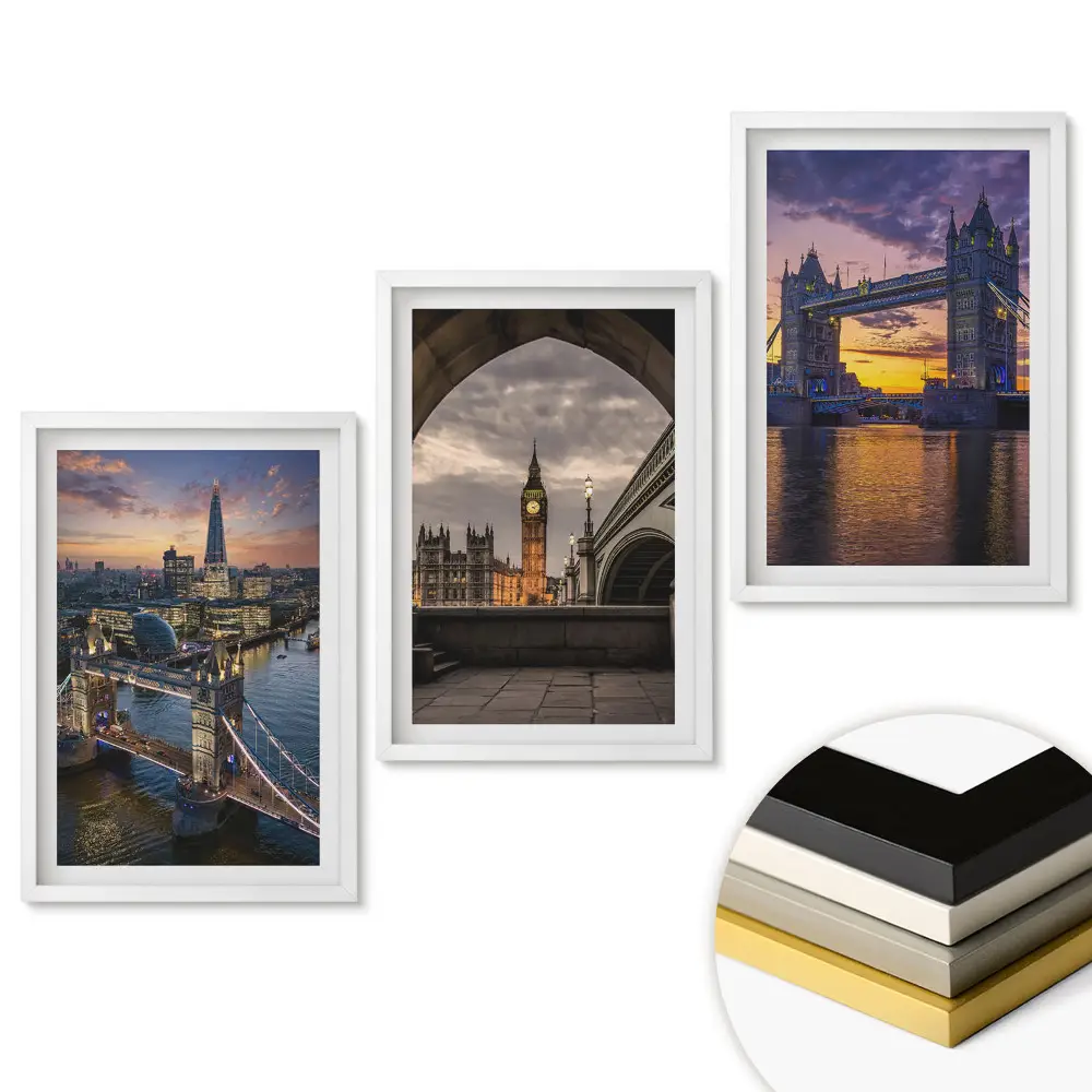Set 3 tablouri living Vederi ale Londrei la apus