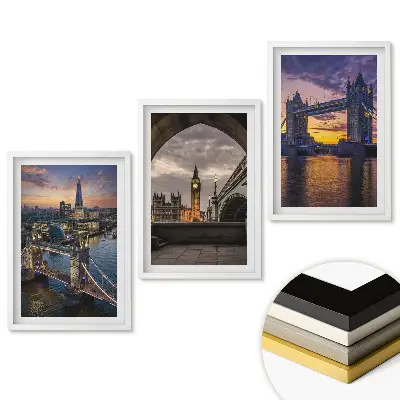 Set 3 tablouri living Vederi ale Londrei la apus