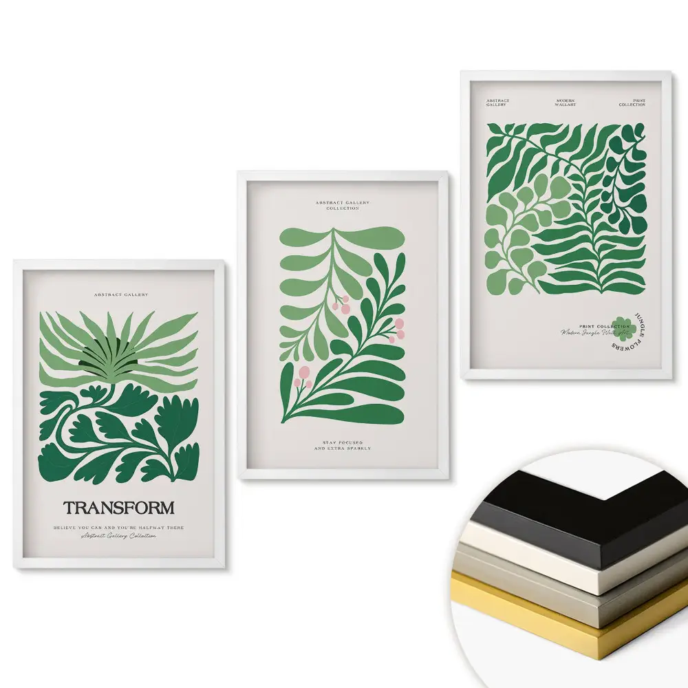 Set tablouri living Armonia verde în arta vegetală
