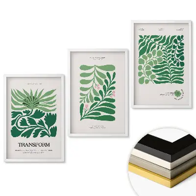 Set tablouri living Armonia verde în arta vegetală