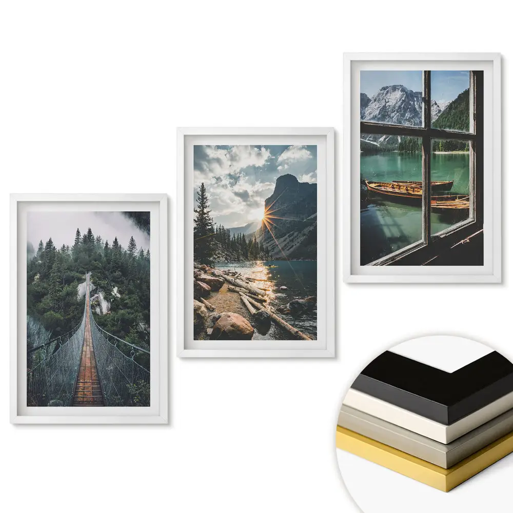 Set de 3 tablouri pentru living cu motive din natură