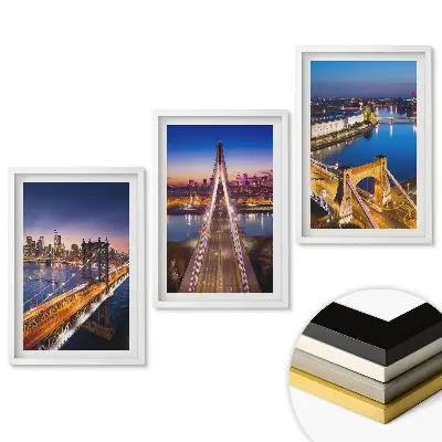 Set 3 tablouri pentru living cu poduri și priveliști nocturne ale orașului