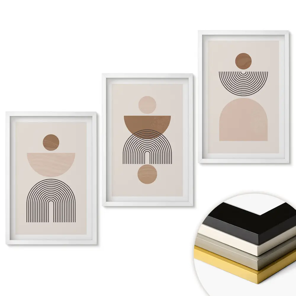 Set tablouri living Forme abstracte în nuanțe de bej