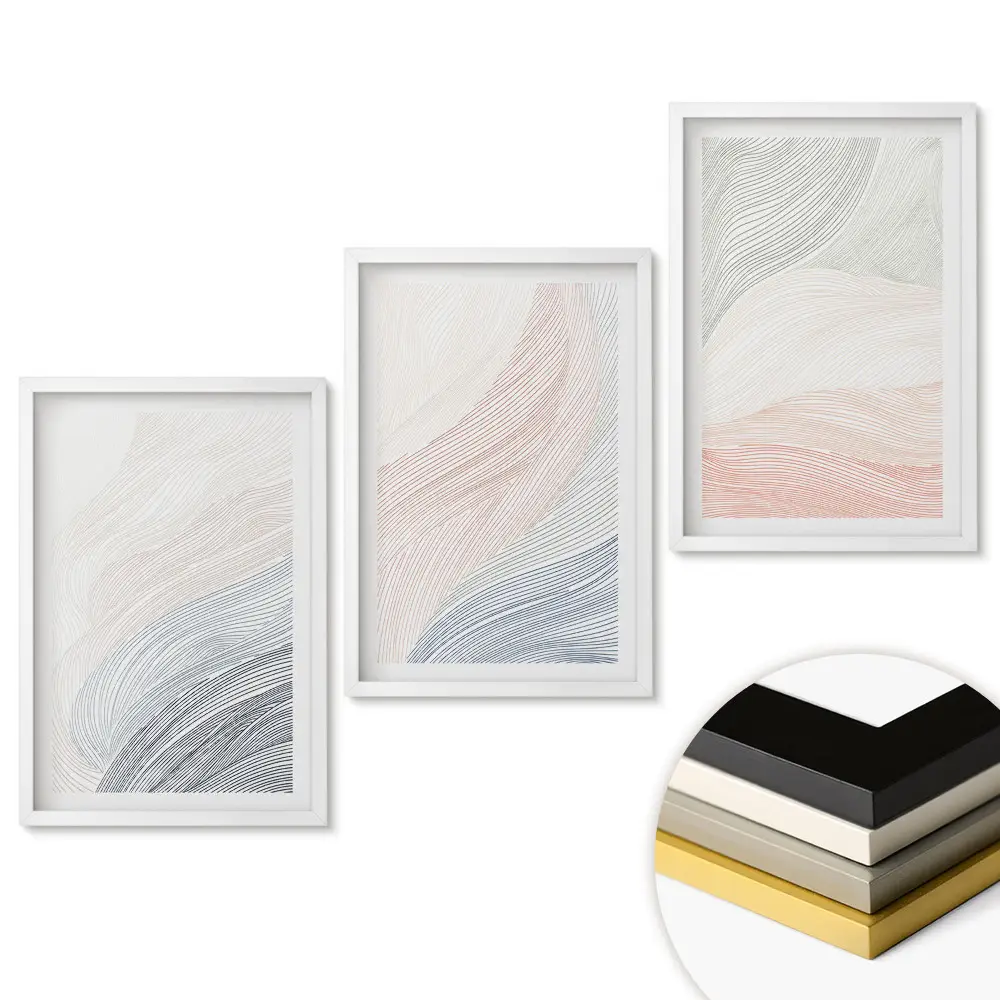 Set tablouri living Valuri abstracte în culori delicate