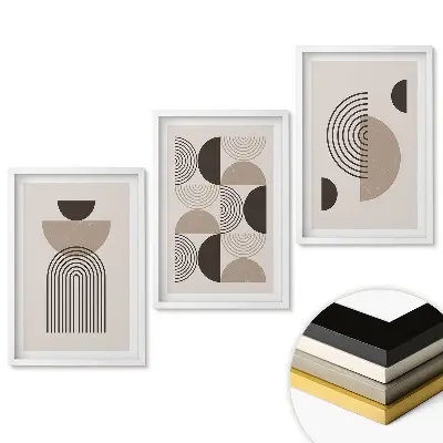 Set de 3 tablouri pentru living cu forme abstracte în stil minimalist