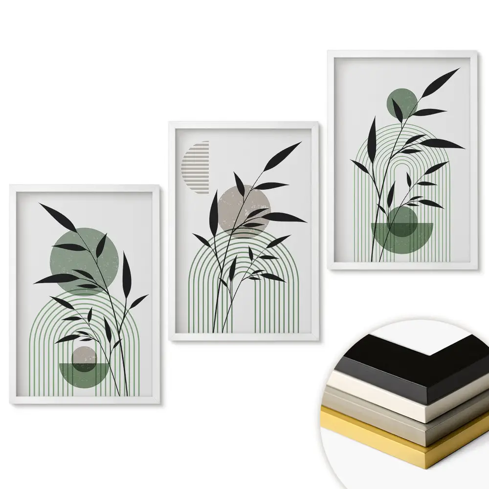Set 3 tablouri living Inspirații din plante într-un stil minimalist