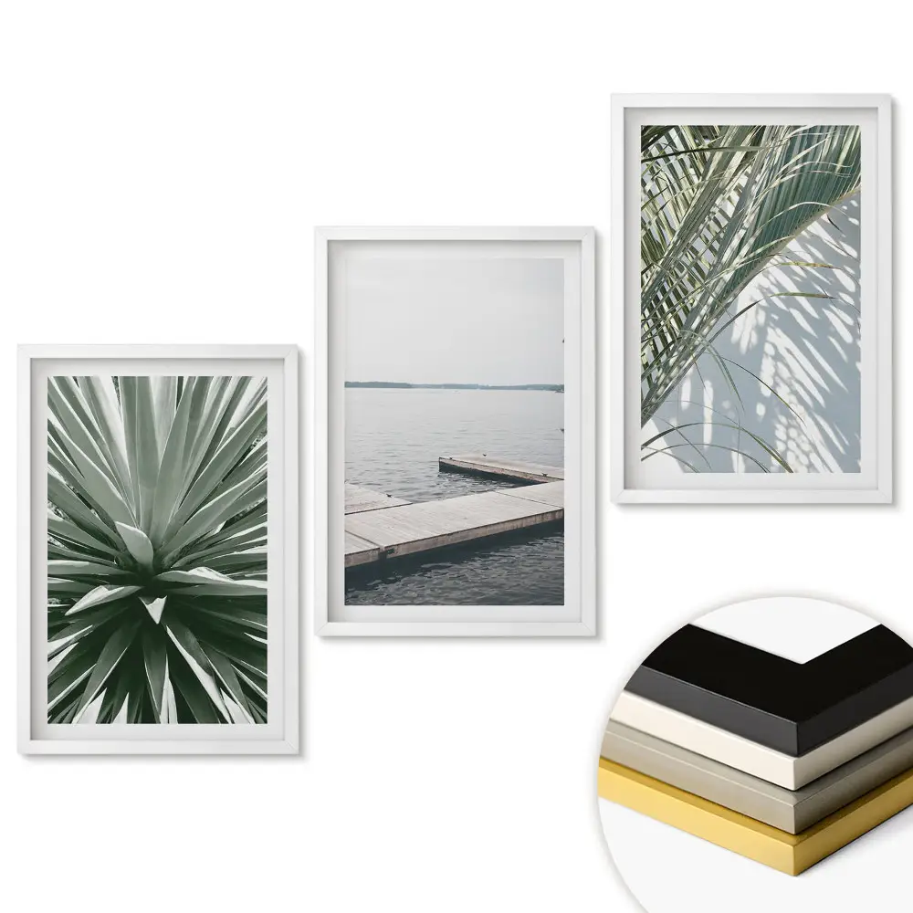 Set tablouri living Accente verzi într-un stil minimalist