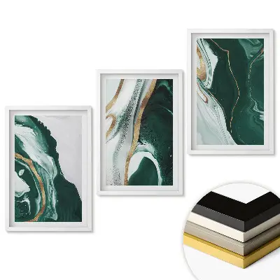 Set tablouri living Abstracțiuni verzi cu accente delicate