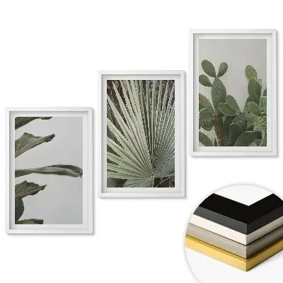 Set 3 tablouri living Armonie verde într-un stil minimalist