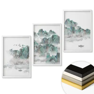 Set 3 tablouri living Liniștea naturii în peisaje pitorești