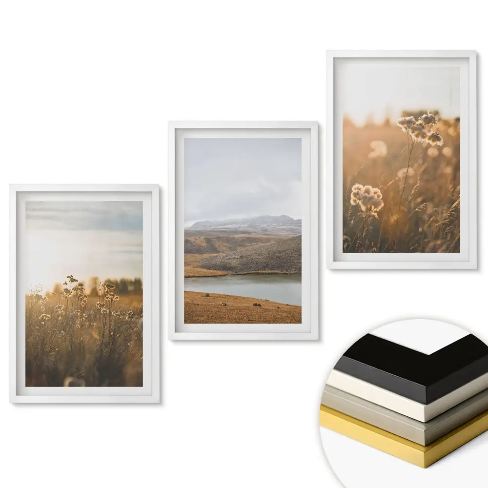 Set tablouri pentru living cu peisaje naturale în tonuri calde