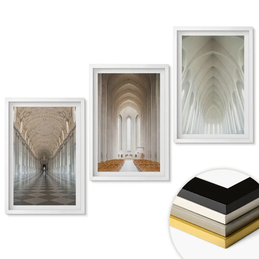 Set 3 tablouri pentru living cu design arhitectural minimalist